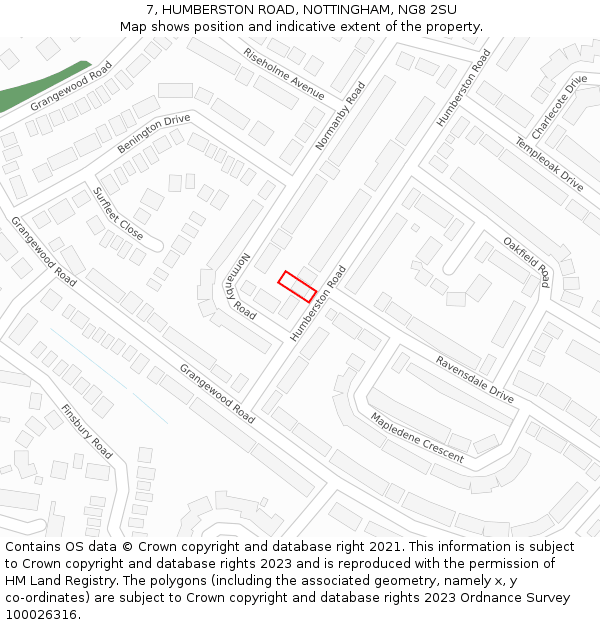 7, HUMBERSTON ROAD, NOTTINGHAM, NG8 2SU: Location map and indicative extent of plot