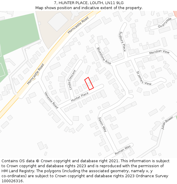 7, HUNTER PLACE, LOUTH, LN11 9LG: Location map and indicative extent of plot