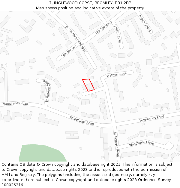 7, INGLEWOOD COPSE, BROMLEY, BR1 2BB: Location map and indicative extent of plot