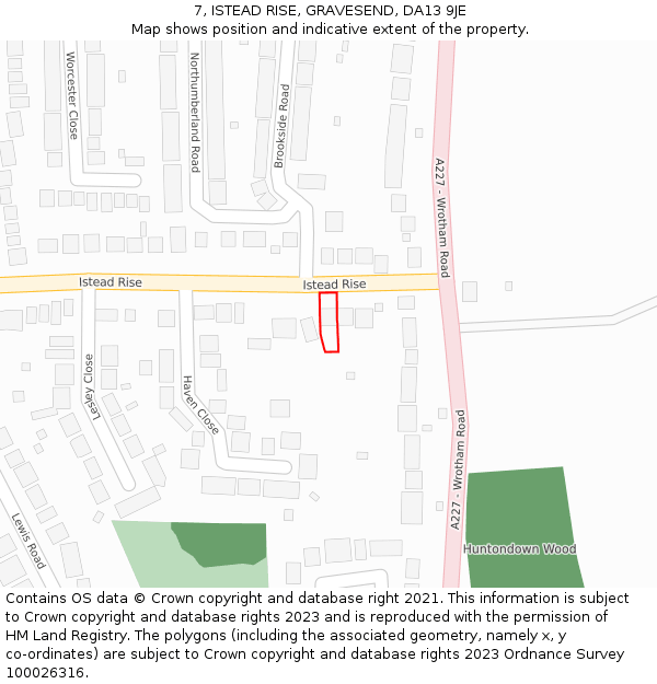 7, ISTEAD RISE, GRAVESEND, DA13 9JE: Location map and indicative extent of plot