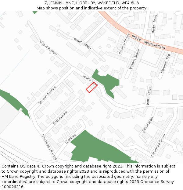 7, JENKIN LANE, HORBURY, WAKEFIELD, WF4 6HA: Location map and indicative extent of plot