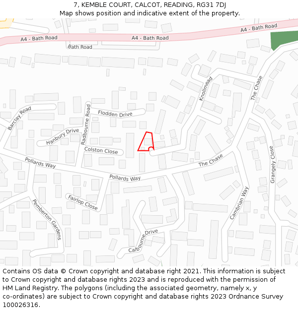 7, KEMBLE COURT, CALCOT, READING, RG31 7DJ: Location map and indicative extent of plot