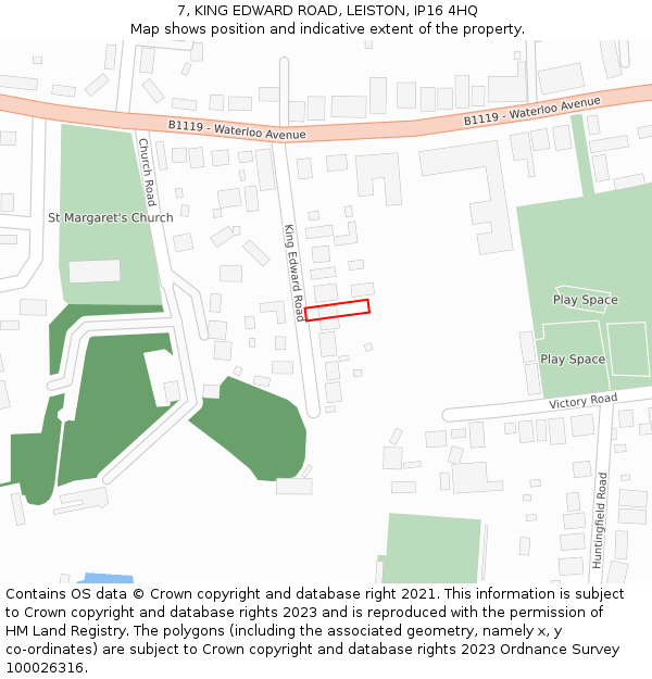 7, KING EDWARD ROAD, LEISTON, IP16 4HQ: Location map and indicative extent of plot