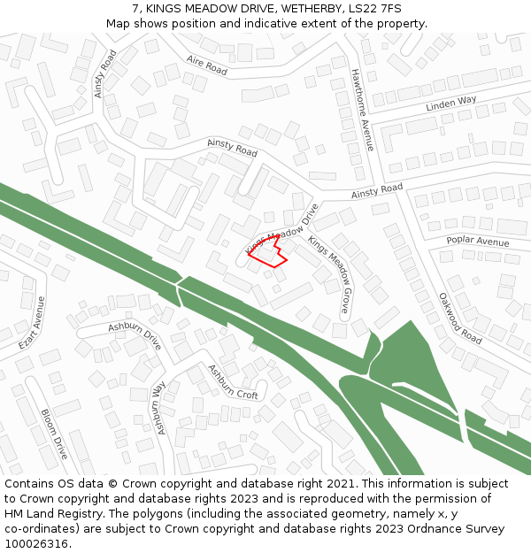7, KINGS MEADOW DRIVE, WETHERBY, LS22 7FS: Location map and indicative extent of plot