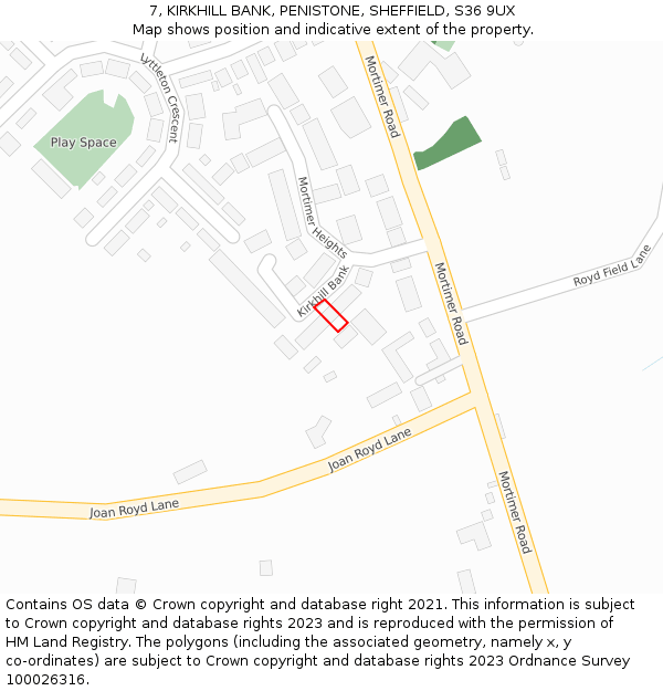 7, KIRKHILL BANK, PENISTONE, SHEFFIELD, S36 9UX: Location map and indicative extent of plot