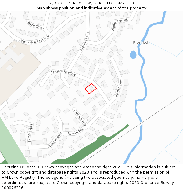 7, KNIGHTS MEADOW, UCKFIELD, TN22 1UR: Location map and indicative extent of plot