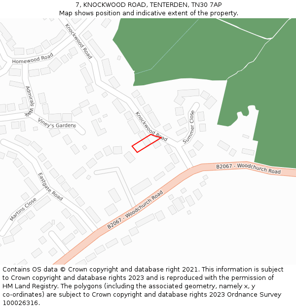 7, KNOCKWOOD ROAD, TENTERDEN, TN30 7AP: Location map and indicative extent of plot