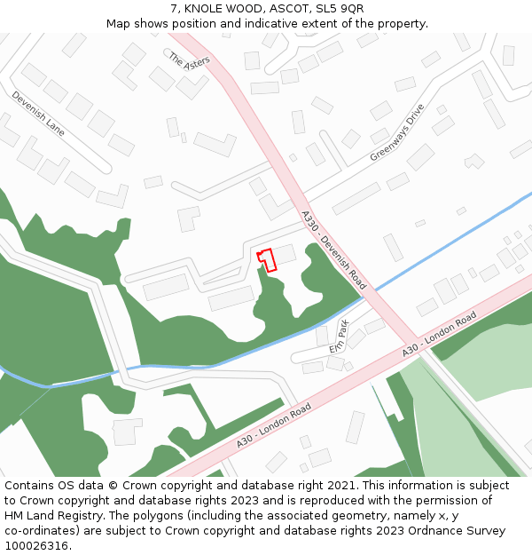 7, KNOLE WOOD, ASCOT, SL5 9QR: Location map and indicative extent of plot