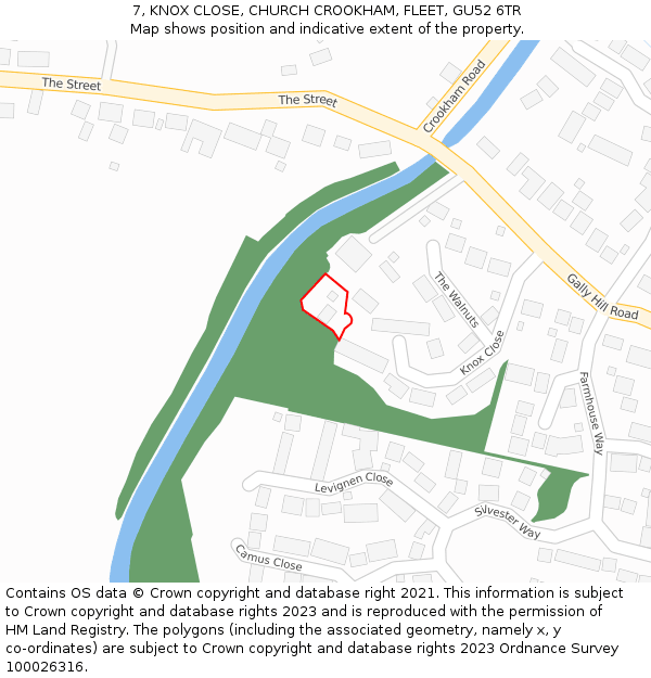 7, KNOX CLOSE, CHURCH CROOKHAM, FLEET, GU52 6TR: Location map and indicative extent of plot
