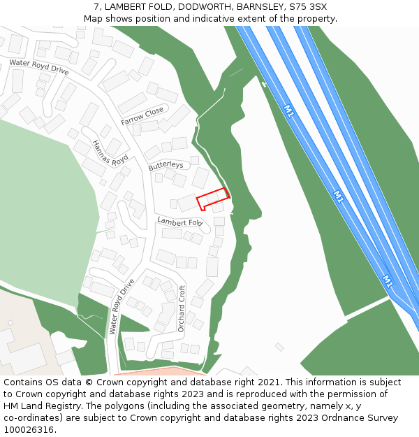 7, LAMBERT FOLD, DODWORTH, BARNSLEY, S75 3SX: Location map and indicative extent of plot