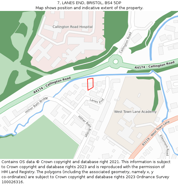7, LANES END, BRISTOL, BS4 5DP: Location map and indicative extent of plot
