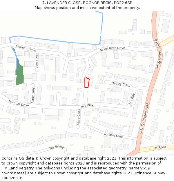 7, LAVENDER CLOSE, BOGNOR REGIS, PO22 6SP: Location map and indicative extent of plot
