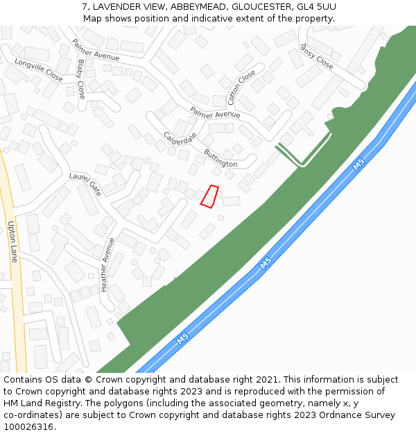7, LAVENDER VIEW, ABBEYMEAD, GLOUCESTER, GL4 5UU: Location map and indicative extent of plot