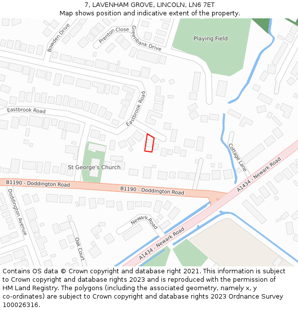7, LAVENHAM GROVE, LINCOLN, LN6 7ET: Location map and indicative extent of plot