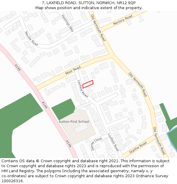 7, LAXFIELD ROAD, SUTTON, NORWICH, NR12 9QP: Location map and indicative extent of plot