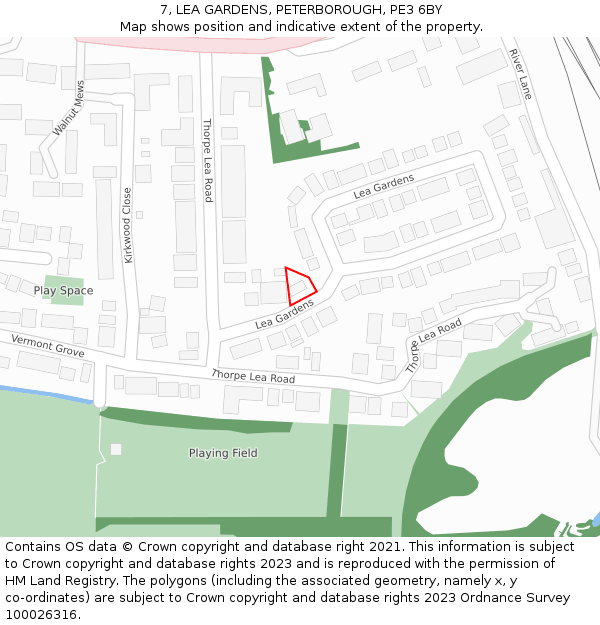 7, LEA GARDENS, PETERBOROUGH, PE3 6BY: Location map and indicative extent of plot