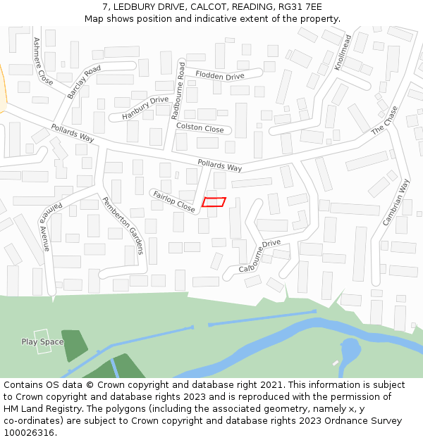 7, LEDBURY DRIVE, CALCOT, READING, RG31 7EE: Location map and indicative extent of plot