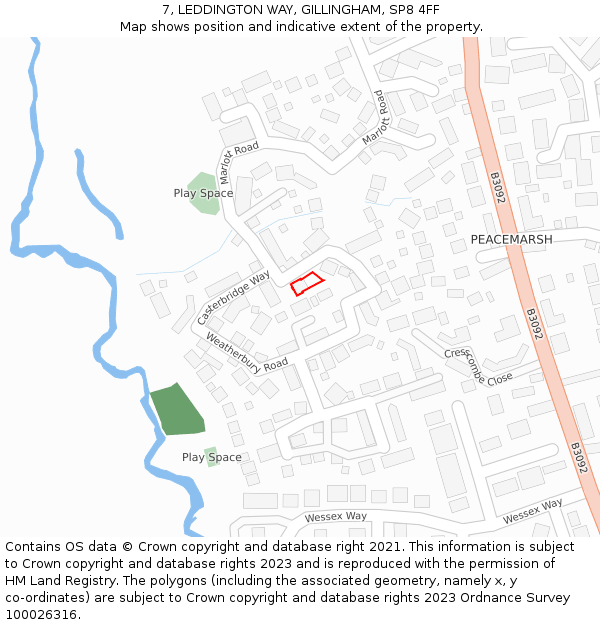 7, LEDDINGTON WAY, GILLINGHAM, SP8 4FF: Location map and indicative extent of plot