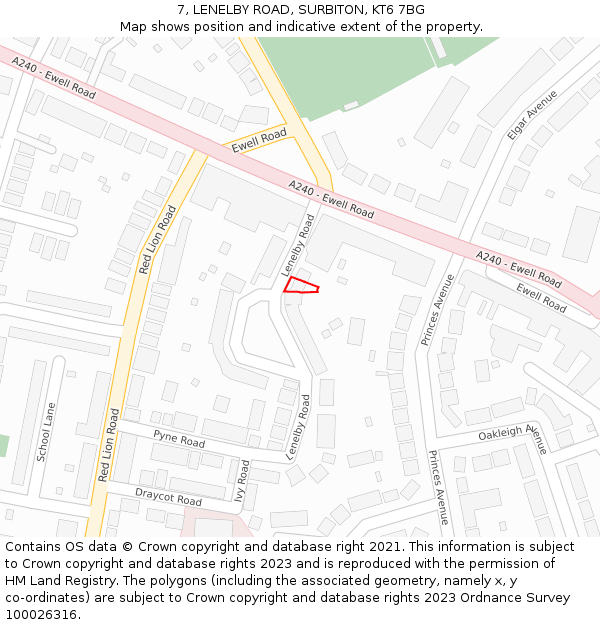 7, LENELBY ROAD, SURBITON, KT6 7BG: Location map and indicative extent of plot