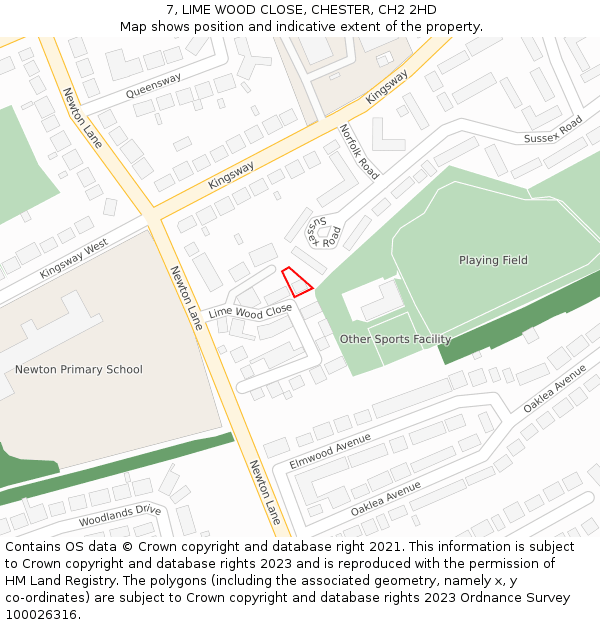 7, LIME WOOD CLOSE, CHESTER, CH2 2HD: Location map and indicative extent of plot