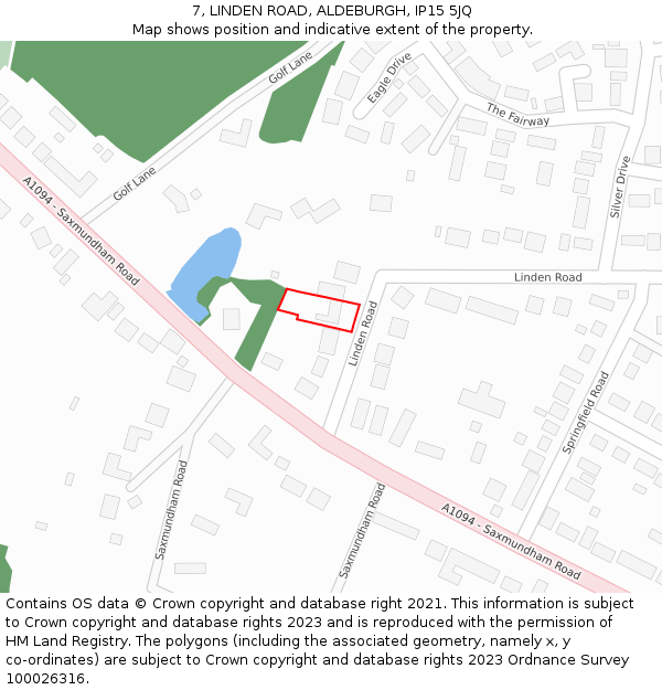 7, LINDEN ROAD, ALDEBURGH, IP15 5JQ: Location map and indicative extent of plot