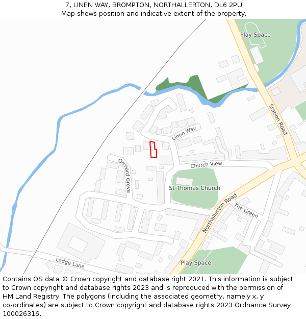 7, LINEN WAY, BROMPTON, NORTHALLERTON, DL6 2PU: Location map and indicative extent of plot