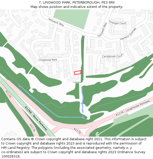 7, LINGWOOD PARK, PETERBOROUGH, PE3 6RX: Location map and indicative extent of plot