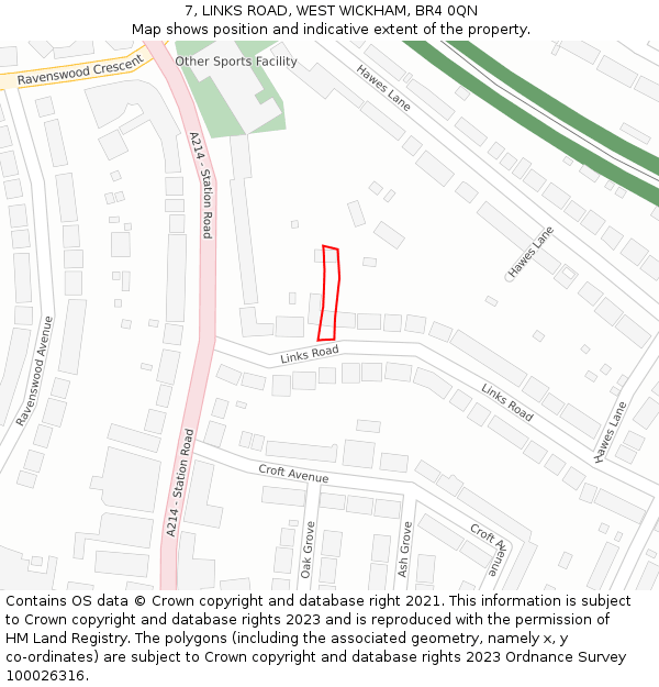 7, LINKS ROAD, WEST WICKHAM, BR4 0QN: Location map and indicative extent of plot