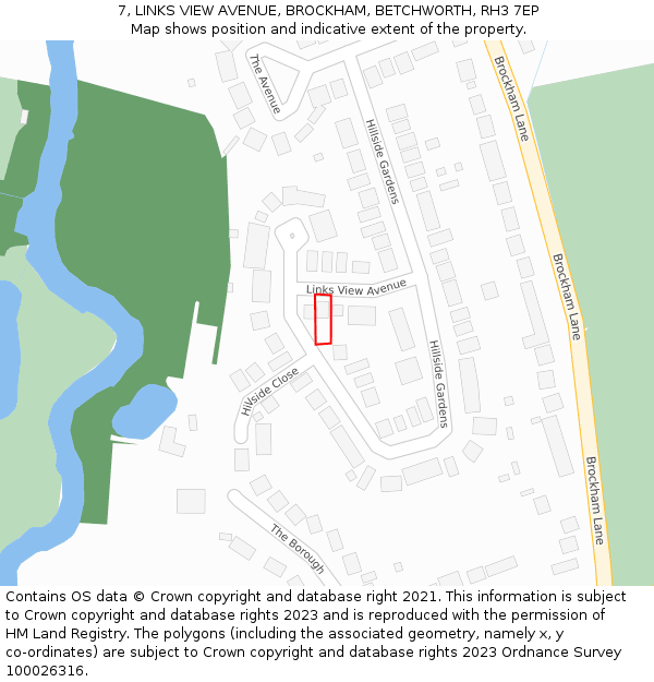 7, LINKS VIEW AVENUE, BROCKHAM, BETCHWORTH, RH3 7EP: Location map and indicative extent of plot