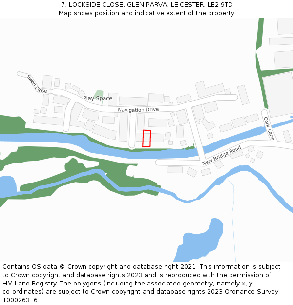 7, LOCKSIDE CLOSE, GLEN PARVA, LEICESTER, LE2 9TD: Location map and indicative extent of plot