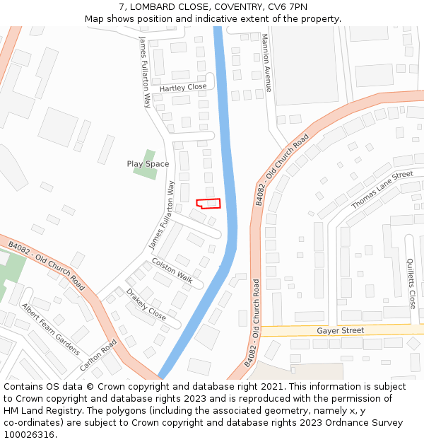 7, LOMBARD CLOSE, COVENTRY, CV6 7PN: Location map and indicative extent of plot