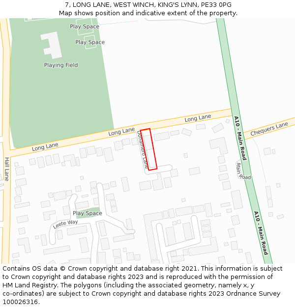 7, LONG LANE, WEST WINCH, KING'S LYNN, PE33 0PG: Location map and indicative extent of plot