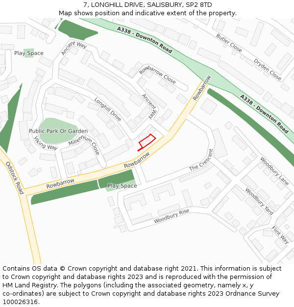 7, LONGHILL DRIVE, SALISBURY, SP2 8TD: Location map and indicative extent of plot