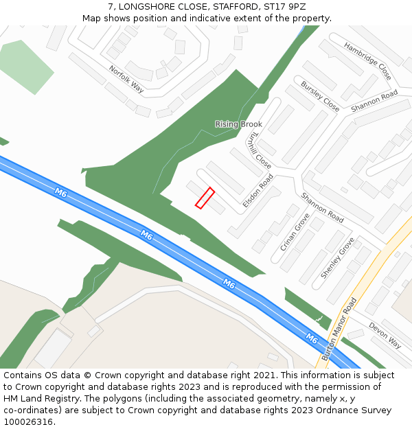 7, LONGSHORE CLOSE, STAFFORD, ST17 9PZ: Location map and indicative extent of plot