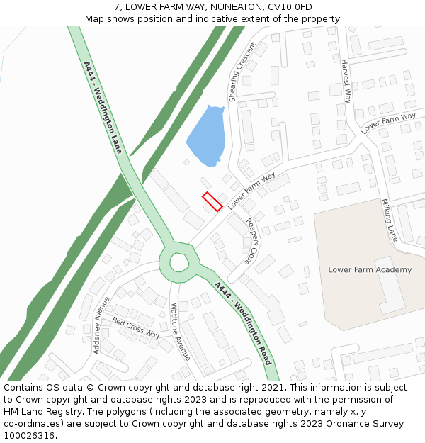 7, LOWER FARM WAY, NUNEATON, CV10 0FD: Location map and indicative extent of plot