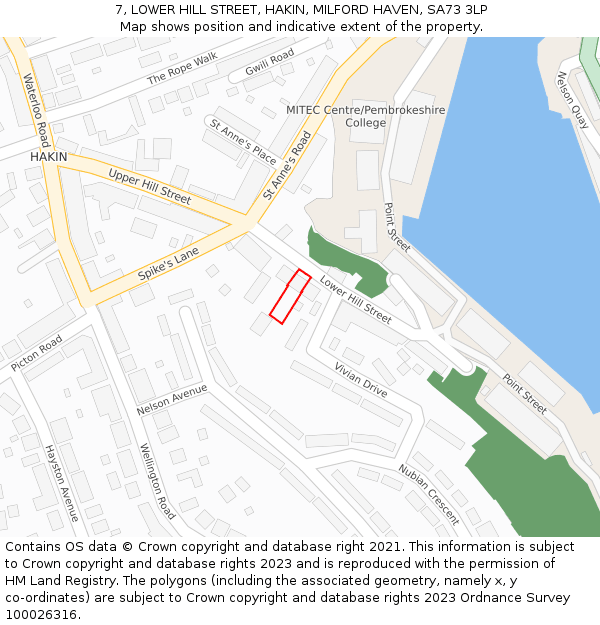 7, LOWER HILL STREET, HAKIN, MILFORD HAVEN, SA73 3LP: Location map and indicative extent of plot