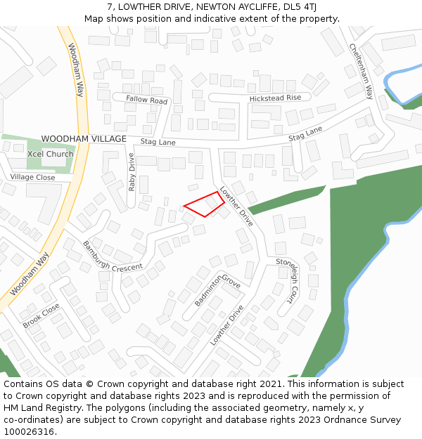 7, LOWTHER DRIVE, NEWTON AYCLIFFE, DL5 4TJ: Location map and indicative extent of plot