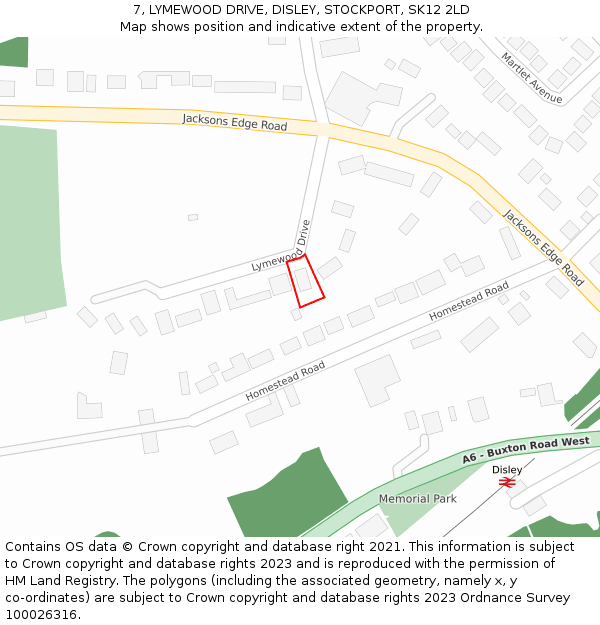 7, LYMEWOOD DRIVE, DISLEY, STOCKPORT, SK12 2LD: Location map and indicative extent of plot