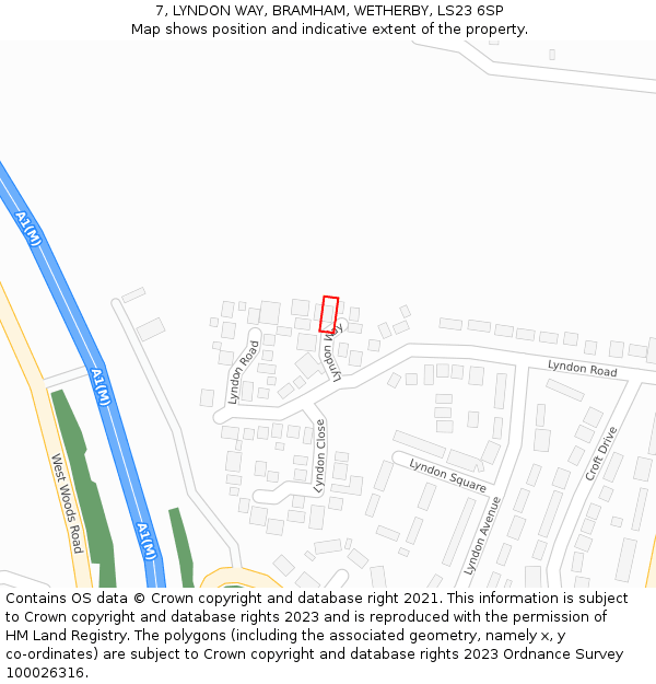 7, LYNDON WAY, BRAMHAM, WETHERBY, LS23 6SP: Location map and indicative extent of plot