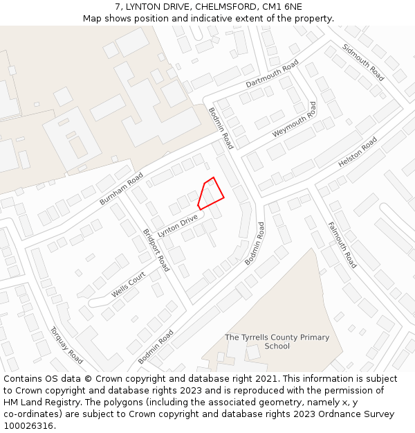 7, LYNTON DRIVE, CHELMSFORD, CM1 6NE: Location map and indicative extent of plot