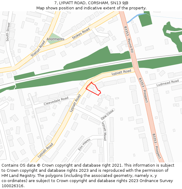 7, LYPIATT ROAD, CORSHAM, SN13 9JB: Location map and indicative extent of plot