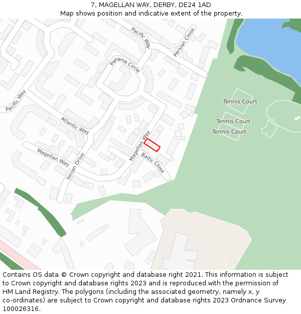 7, MAGELLAN WAY, DERBY, DE24 1AD: Location map and indicative extent of plot