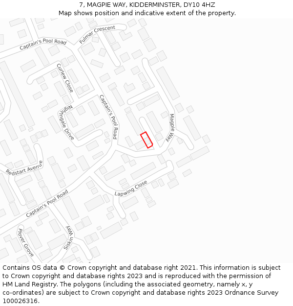 7, MAGPIE WAY, KIDDERMINSTER, DY10 4HZ: Location map and indicative extent of plot