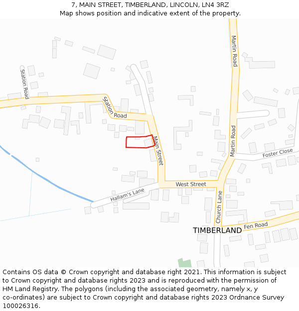 7, MAIN STREET, TIMBERLAND, LINCOLN, LN4 3RZ: Location map and indicative extent of plot