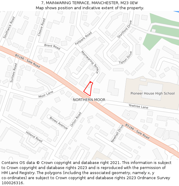 7, MAINWARING TERRACE, MANCHESTER, M23 0EW: Location map and indicative extent of plot