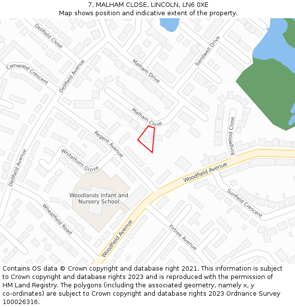7, MALHAM CLOSE, LINCOLN, LN6 0XE: Location map and indicative extent of plot