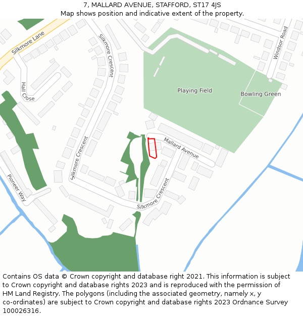 7, MALLARD AVENUE, STAFFORD, ST17 4JS: Location map and indicative extent of plot