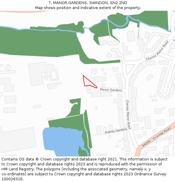 7, MANOR GARDENS, SWINDON, SN2 2ND: Location map and indicative extent of plot