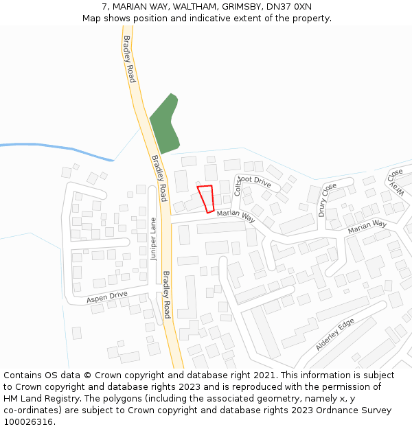 7, MARIAN WAY, WALTHAM, GRIMSBY, DN37 0XN: Location map and indicative extent of plot