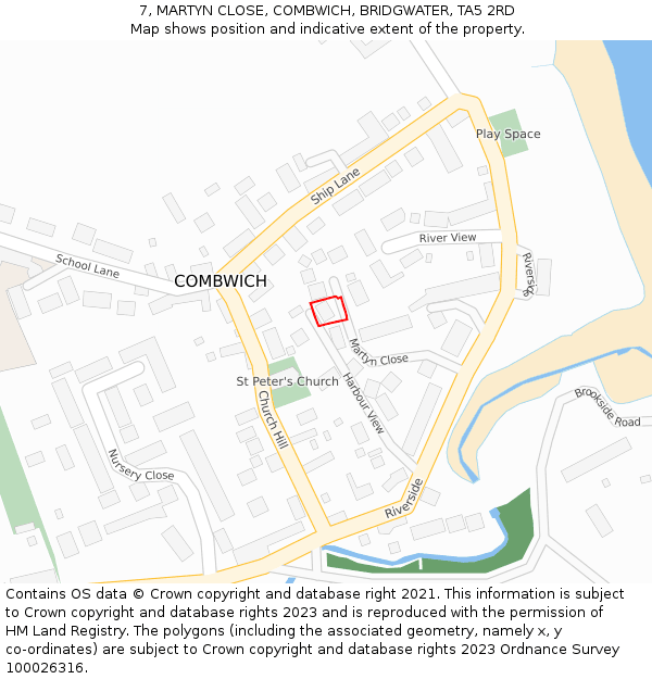 7, MARTYN CLOSE, COMBWICH, BRIDGWATER, TA5 2RD: Location map and indicative extent of plot